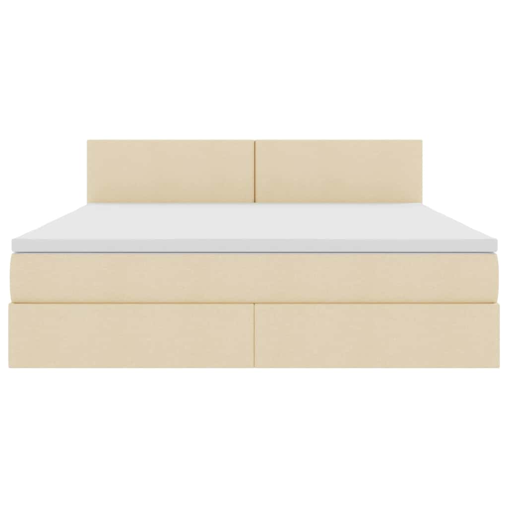 vidaXL Bett mit Stauraum und LED mit Matratze Creme 160 x 200 cm Stoff