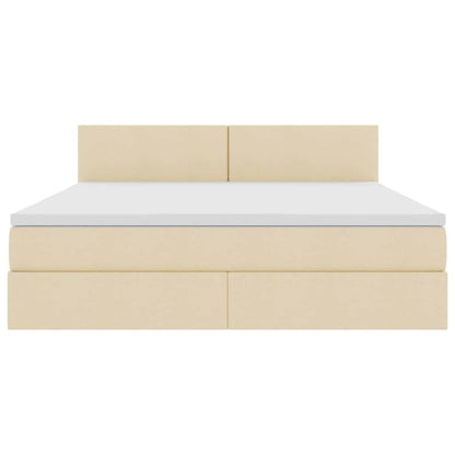 vidaXL Bett mit Stauraum und LED mit Matratze Creme 160 x 200 cm Stoff