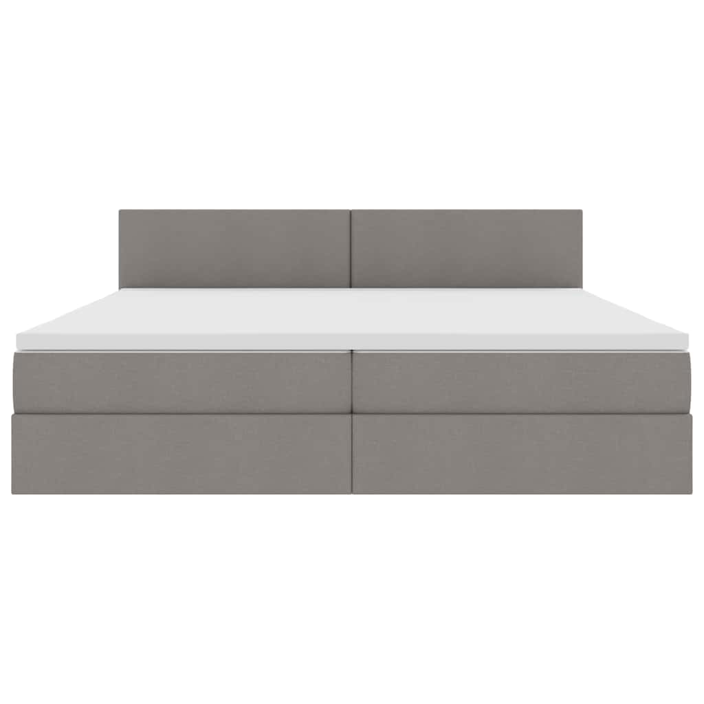 Bett mit Stauraum und LED mit Matratze Taupe 200 x 200 cm Stoff