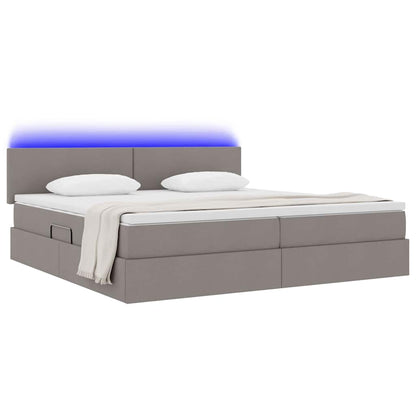 Bett mit Stauraum und LED mit Matratze Taupe 200 x 200 cm Stoff