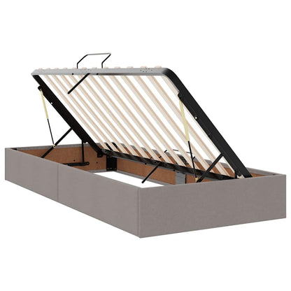 Bett mit Stauraum und LED mit Matratze Taupe 90 x 200 cm Stoff