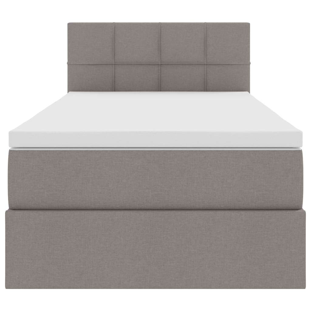 Bett mit Stauraum und LED mit Matratze Taupe 90 x 200 cm Stoff