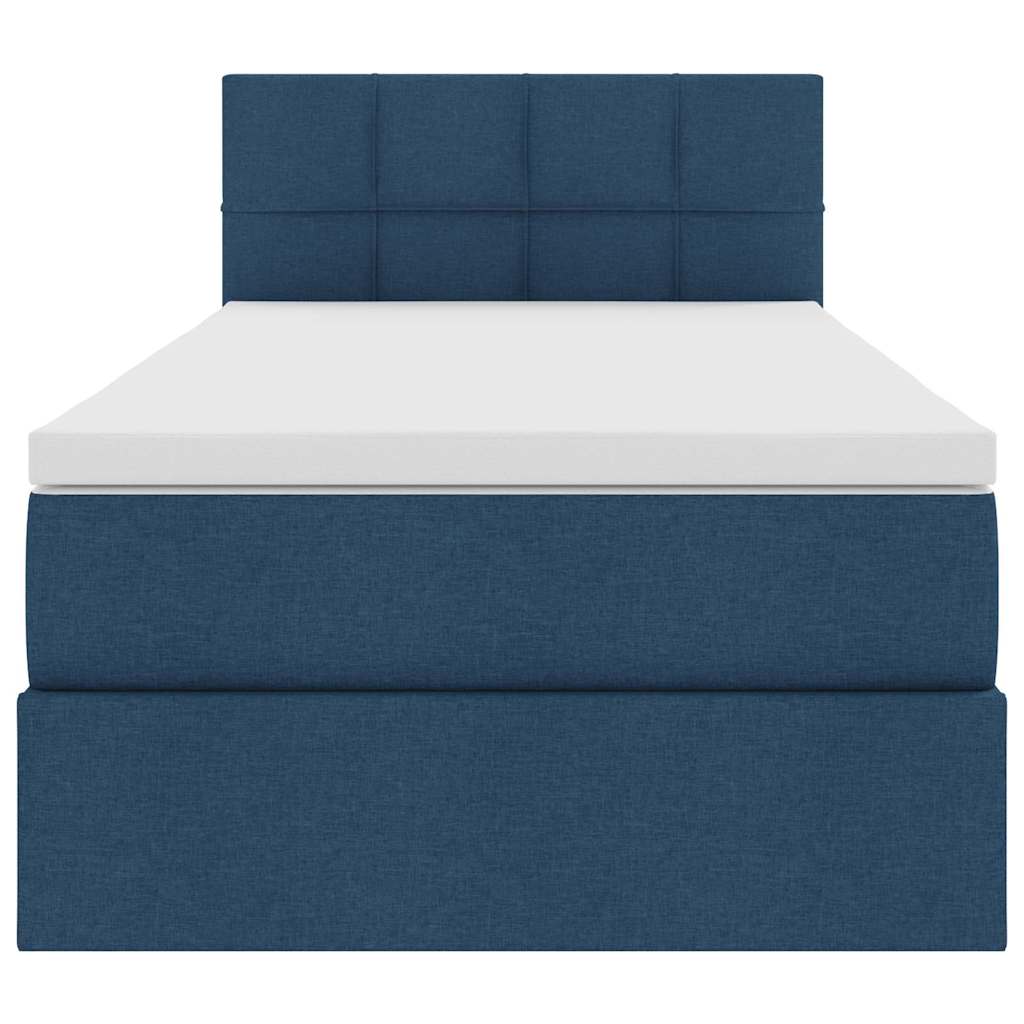 vidaXL Bett mit Stauraum und LED mit Matratze Blau 90 x 200 cm Stoff