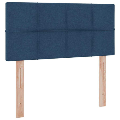 vidaXL Bett mit Stauraum und LED mit Matratze Blau 90 x 200 cm Stoff