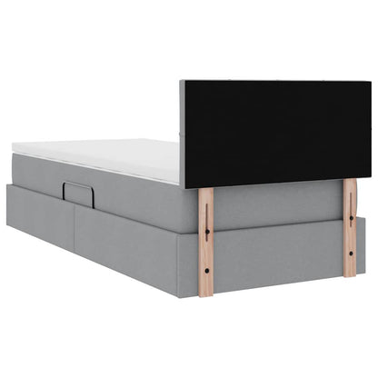 vidaXL Bett mit Stauraum und LED mit LED Hellgrau 100 x 200 cm Stoff