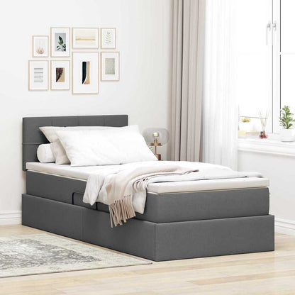 vidaXL Bett mit Stauraum und LED mit LED Dunkelgrau 100 x 200 cm Stoff