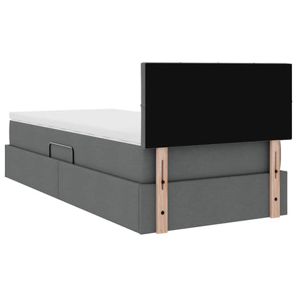 vidaXL Bett mit Stauraum und LED mit LED Dunkelgrau 100 x 200 cm Stoff