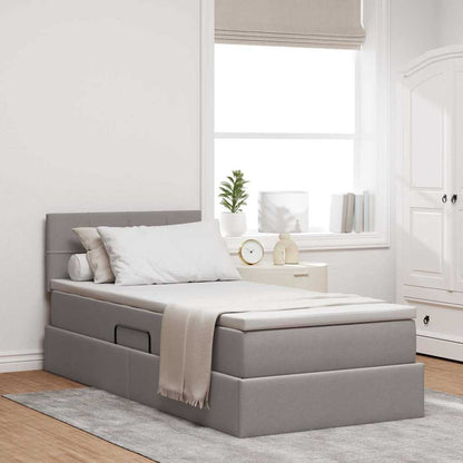 vidaXL Bett mit Stauraum und LED mit Matratze Taupe 100 x 200 cm Stoff
