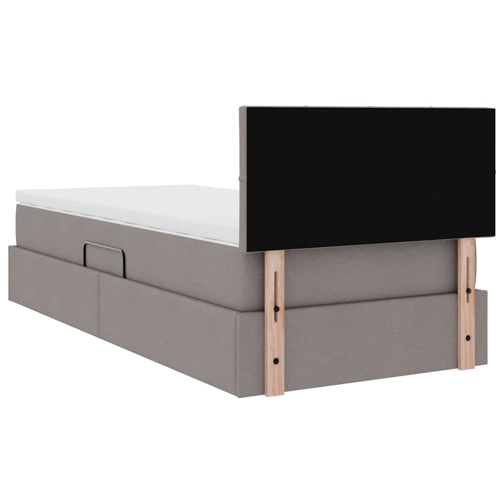 vidaXL Bett mit Stauraum und LED mit Matratze Taupe 100 x 200 cm Stoff