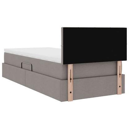 vidaXL Bett mit Stauraum und LED mit Matratze Taupe 100 x 200 cm Stoff