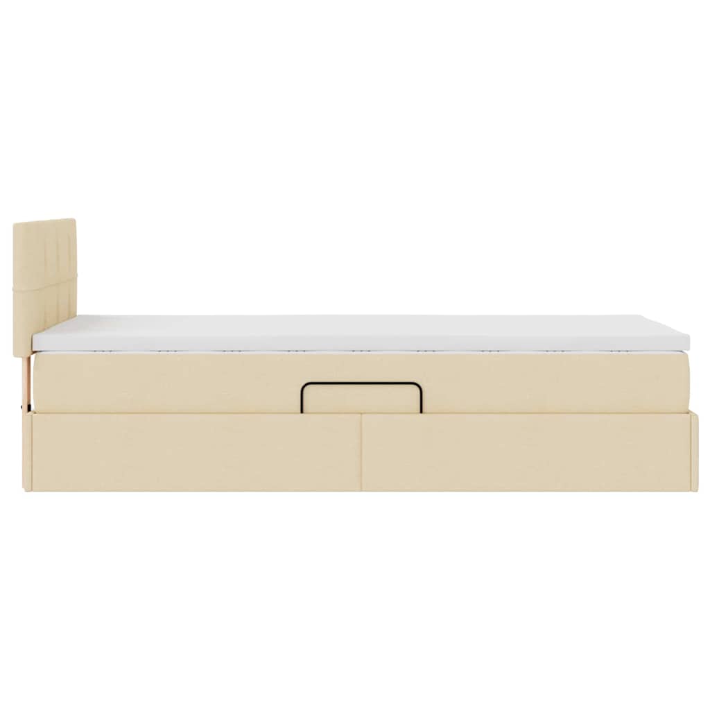 Bett mit Stauraum und LED mit Matratze Creme 100 x 200 cm Stoff