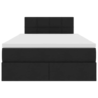 Bett mit Stauraum und LED mit LED Schwarz 120 x 200 cm Stoff