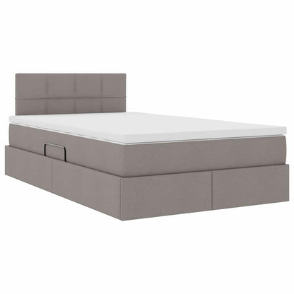 Bett mit Stauraum und LED mit Matratze Taupe 120 x 200 cm Stoff
