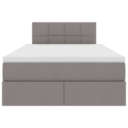 Bett mit Stauraum und LED mit Matratze Taupe 120 x 200 cm Stoff