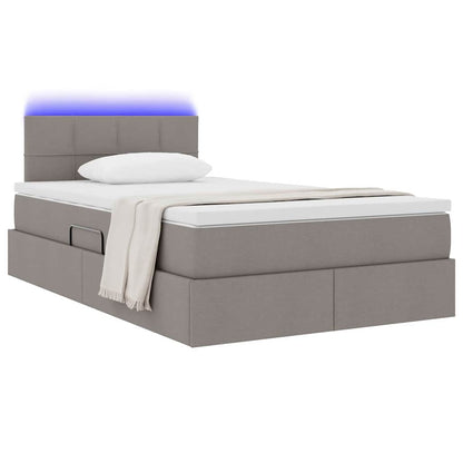 Bett mit Stauraum und LED mit Matratze Taupe 120 x 200 cm Stoff