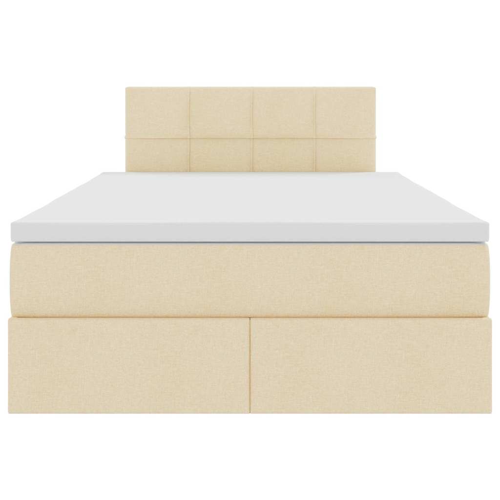 Bett mit Stauraum und LED mit Matratze Creme 120 x 200 cm Stoff