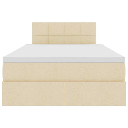 Bett mit Stauraum und LED mit Matratze Creme 120 x 200 cm Stoff