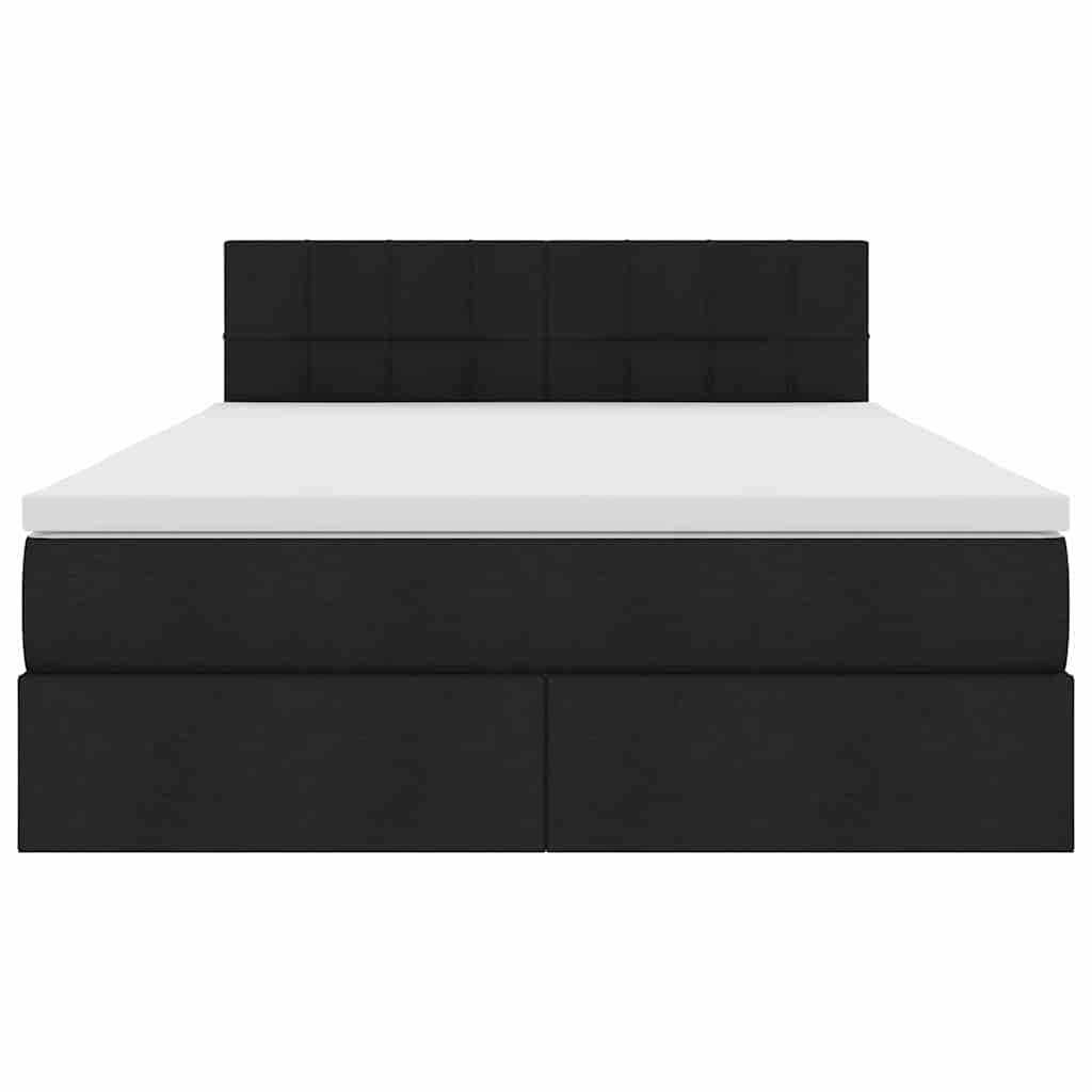 Bett mit Stauraum und LED mit LED Schwarz 140 x 200 cm Stoff