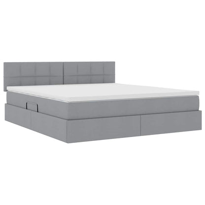 vidaXL Bett mit Stauraum und LED mit LED Hellgrau 160 x 200 cm Stoff