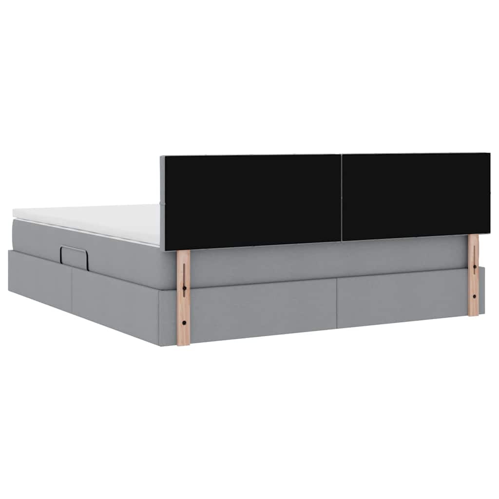 vidaXL Bett mit Stauraum und LED mit LED Hellgrau 160 x 200 cm Stoff