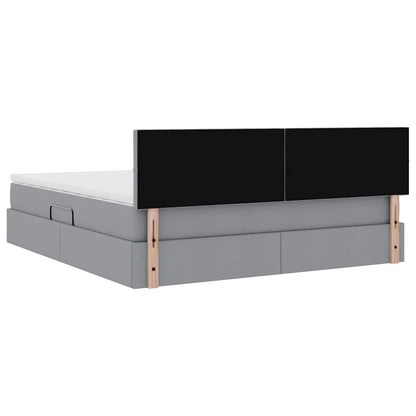 vidaXL Bett mit Stauraum und LED mit LED Hellgrau 160 x 200 cm Stoff