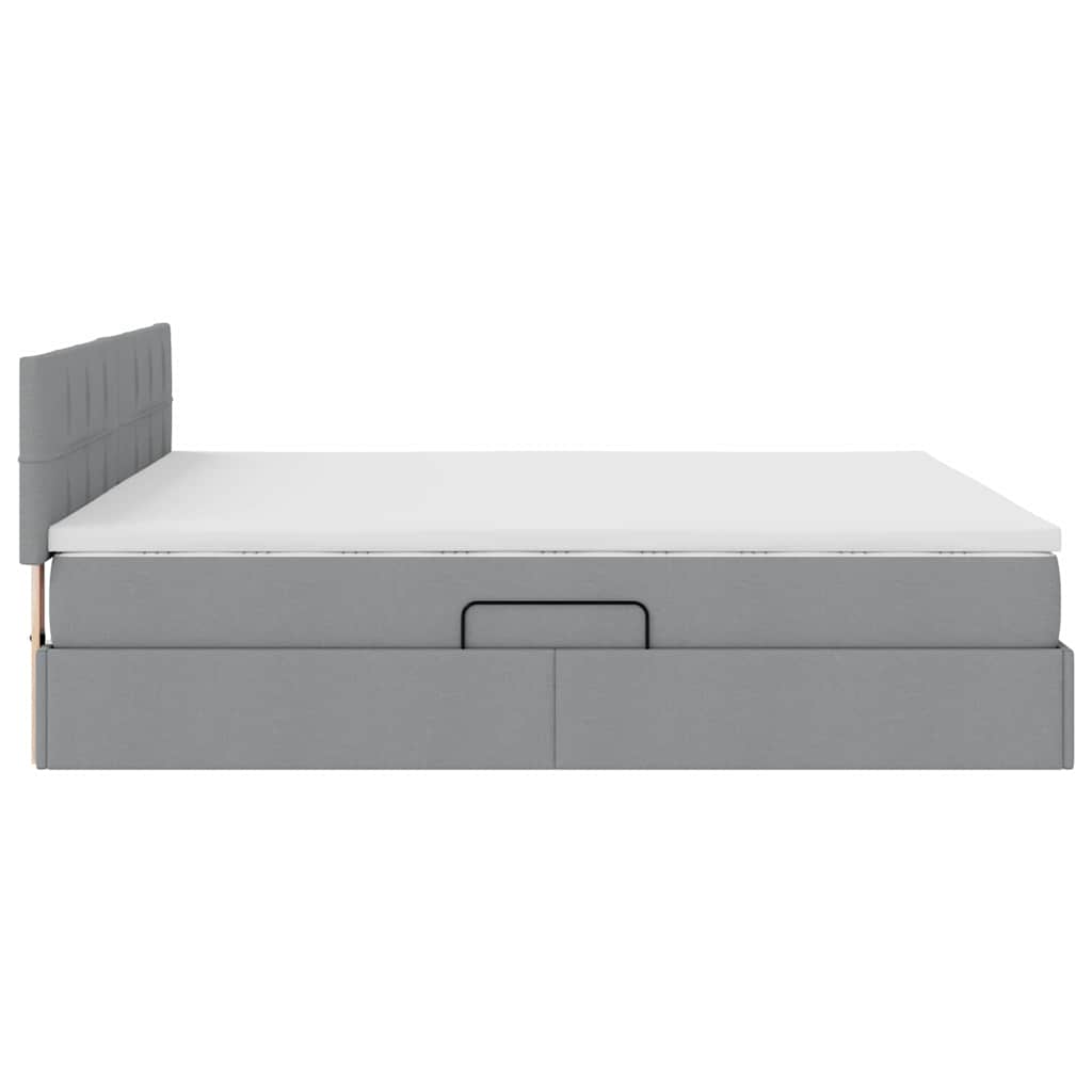 vidaXL Bett mit Stauraum und LED mit LED Hellgrau 160 x 200 cm Stoff