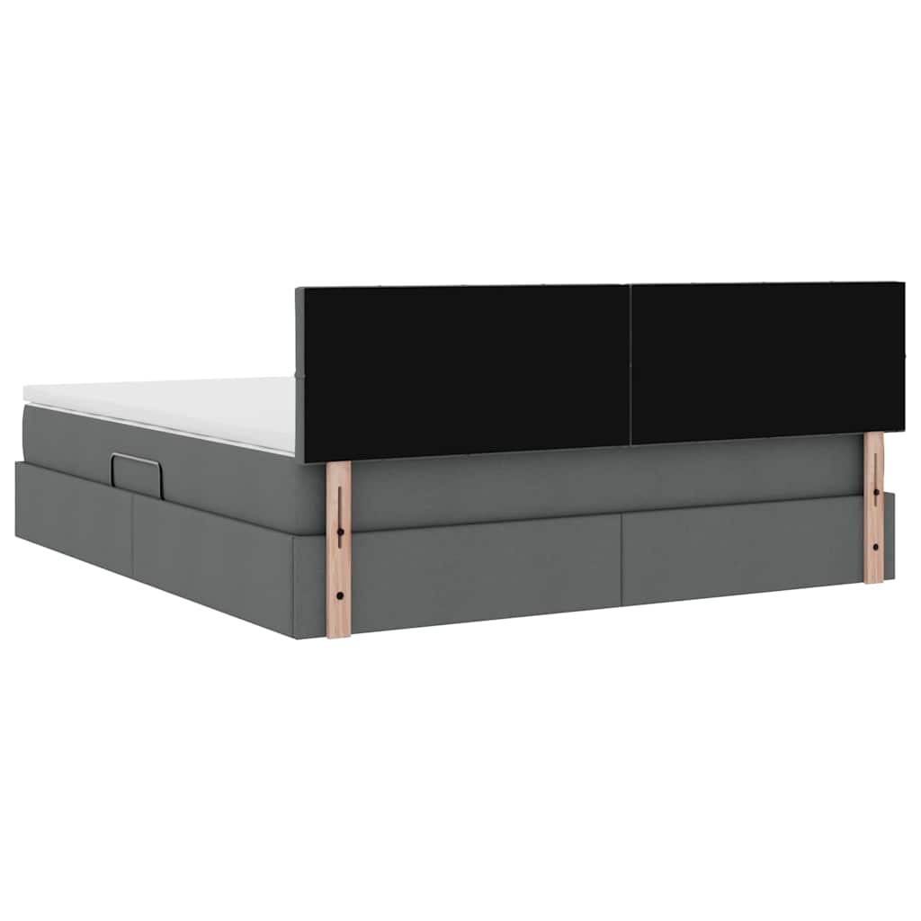 vidaXL Bett mit Stauraum und LED mit LED Dunkelgrau 160 x 200 cm Stoff