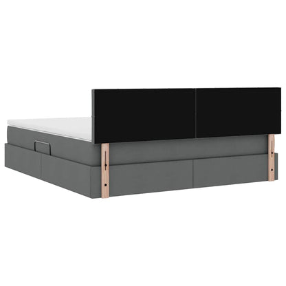 vidaXL Bett mit Stauraum und LED mit LED Dunkelgrau 160 x 200 cm Stoff