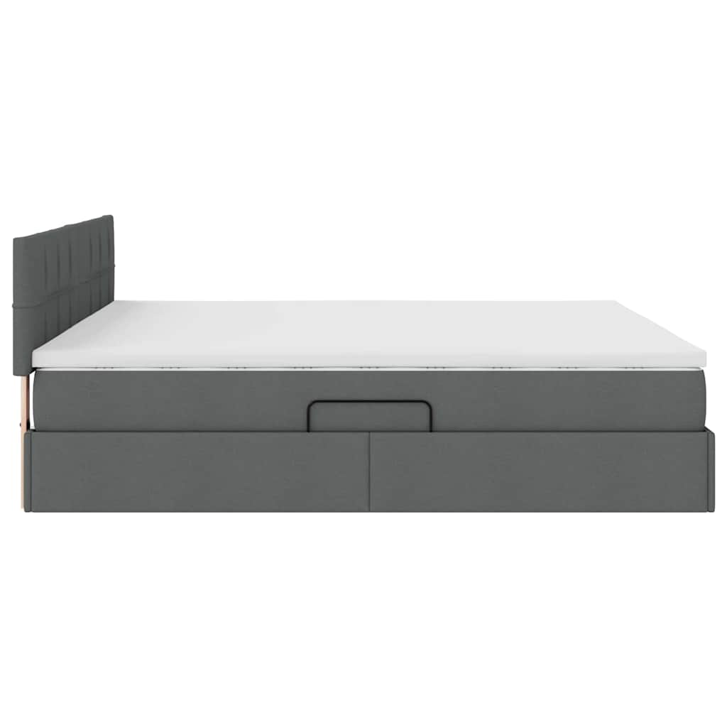 vidaXL Bett mit Stauraum und LED mit LED Dunkelgrau 160 x 200 cm Stoff