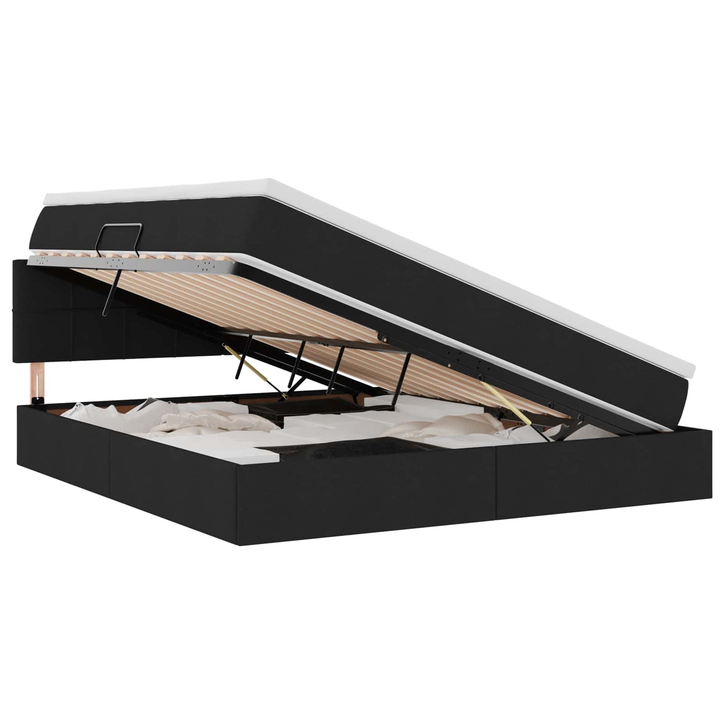vidaXL Bett mit Stauraum und LED mit LED Schwarz 160 x 200 cm Stoff