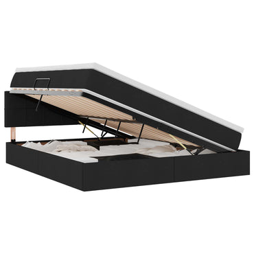 vidaXL Bett mit Stauraum und LED mit LED Schwarz 160 x 200 cm Stoff