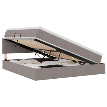 vidaXL Bett mit Stauraum und LED mit Matratze Taupe 160 x 200 cm Stoff