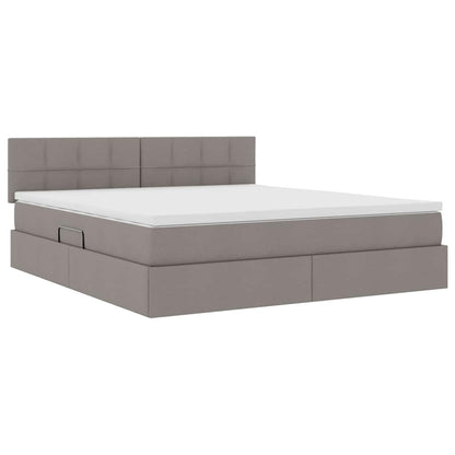 vidaXL Bett mit Stauraum und LED mit Matratze Taupe 160 x 200 cm Stoff