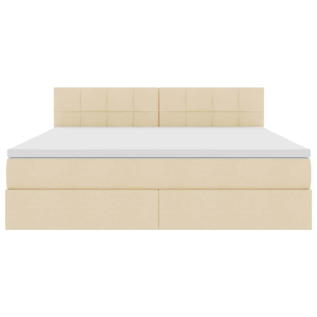 vidaXL Bett mit Stauraum und LED mit Matratze Creme 160 x 200 cm Stoff