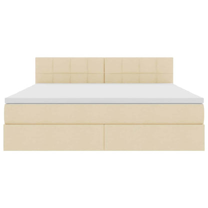 vidaXL Bett mit Stauraum und LED mit Matratze Creme 160 x 200 cm Stoff