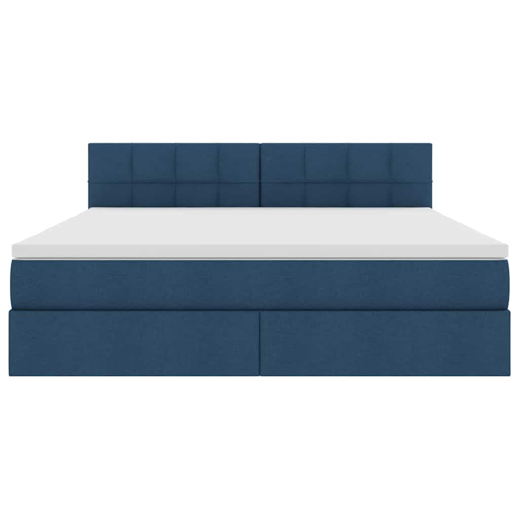 vidaXL Bett mit Stauraum und LED mit Matratze Blau 160 x 200 cm Stoff