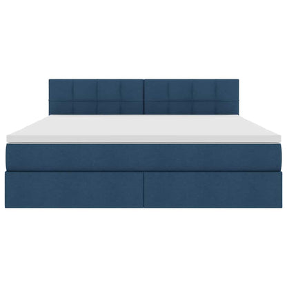 vidaXL Bett mit Stauraum und LED mit Matratze Blau 160 x 200 cm Stoff