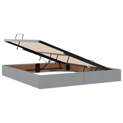 Bett mit Stauraum und LED mit LED Hellgrau 180 x 200 cm Stoff