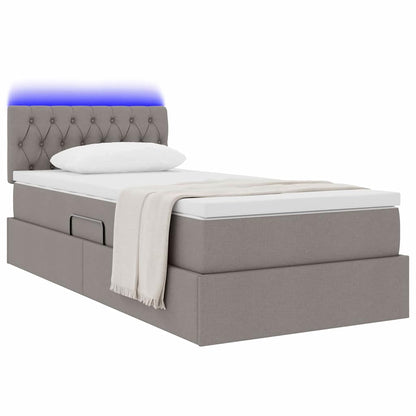 Bett mit Stauraum und LED mit Matratze Taupe 90 x 200 cm Stoff