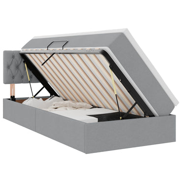 vidaXL Bett mit Stauraum und LED mit LED Hellgrau 100 x 200 cm Stoff
