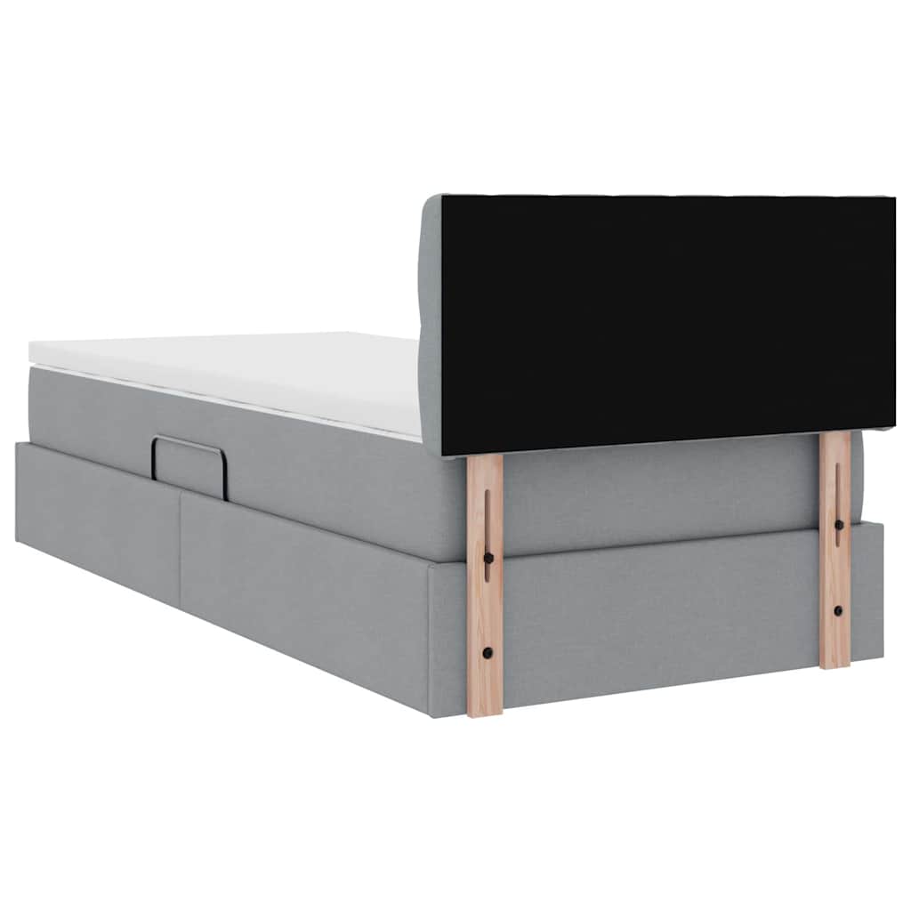 vidaXL Bett mit Stauraum und LED mit LED Hellgrau 100 x 200 cm Stoff