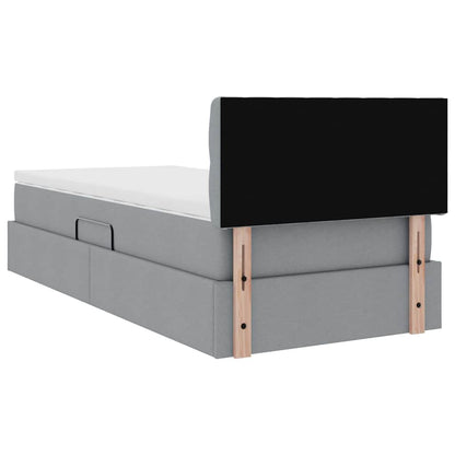 vidaXL Bett mit Stauraum und LED mit LED Hellgrau 100 x 200 cm Stoff