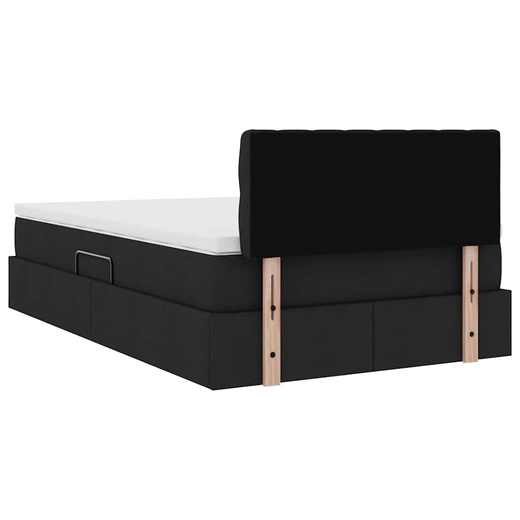 vidaXL Bett mit Stauraum und LED mit LED Schwarz 120 x 200 cm Stoff