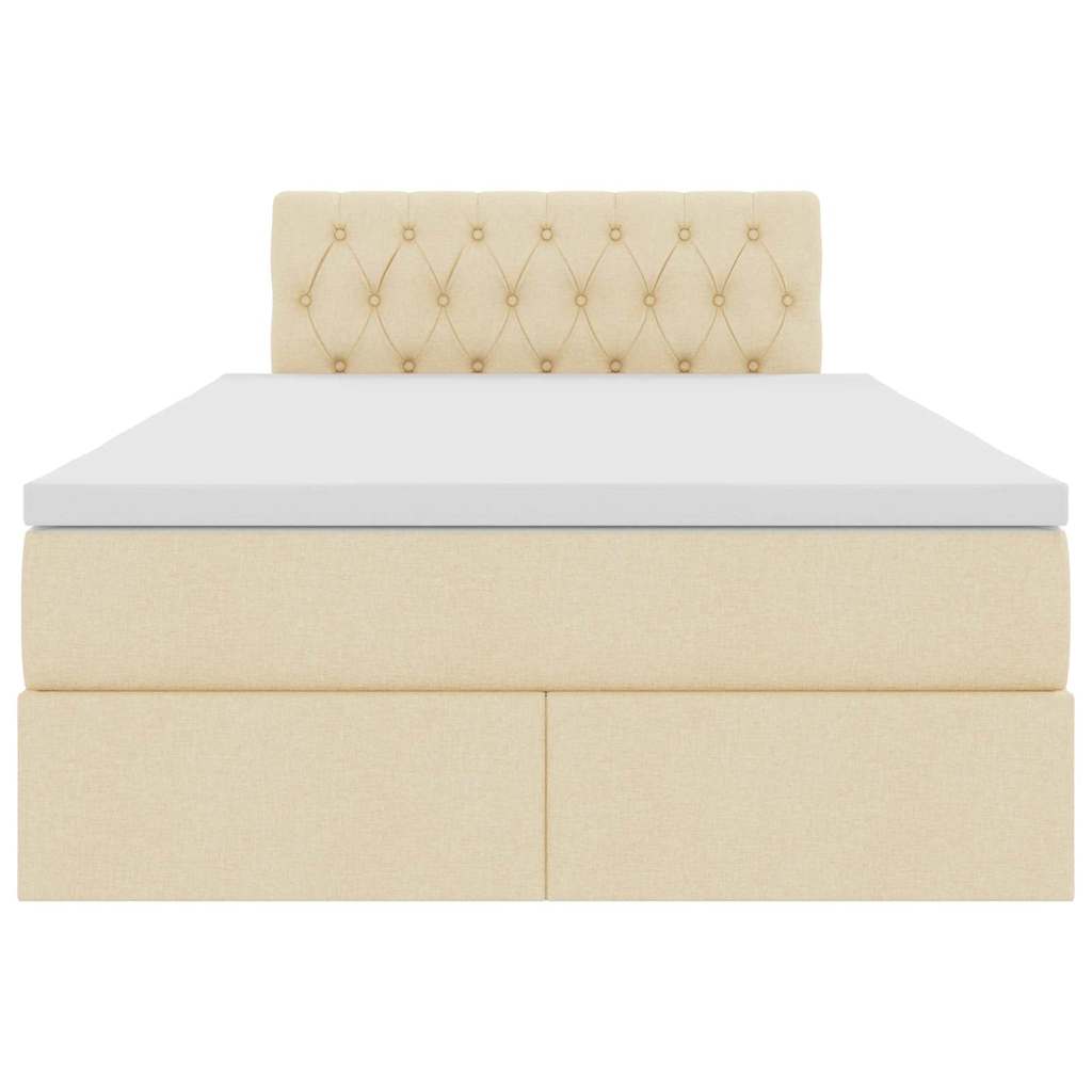 Bett mit Stauraum und LED mit Matratze Creme 120 x 200 cm Stoff