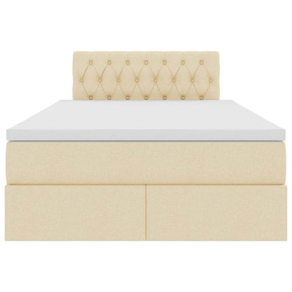 Bett mit Stauraum und LED mit Matratze Creme 120 x 200 cm Stoff