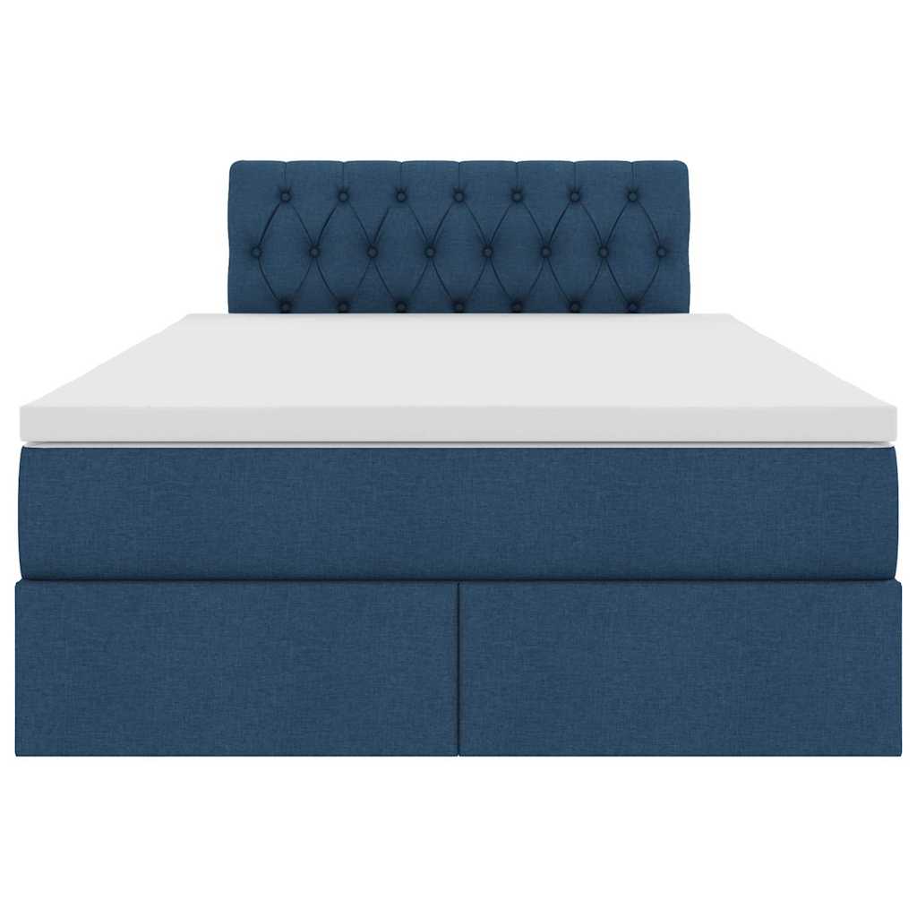 Bett mit Stauraum und LED mit Matratze Blau 120 x 200 cm Stoff