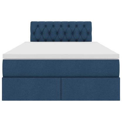 Bett mit Stauraum und LED mit Matratze Blau 120 x 200 cm Stoff