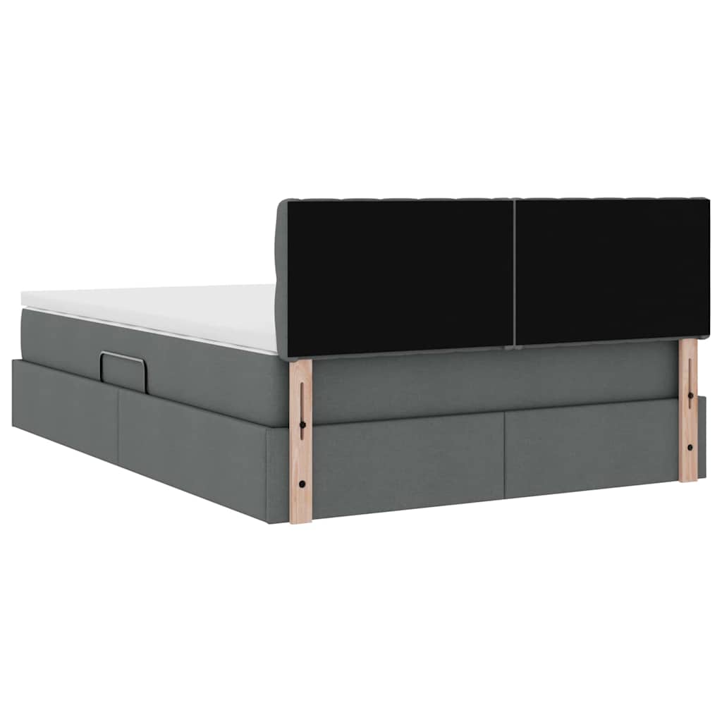 vidaXL Bett mit Stauraum und LED mit LED Dunkelgrau 140 x 190 cm Stoff