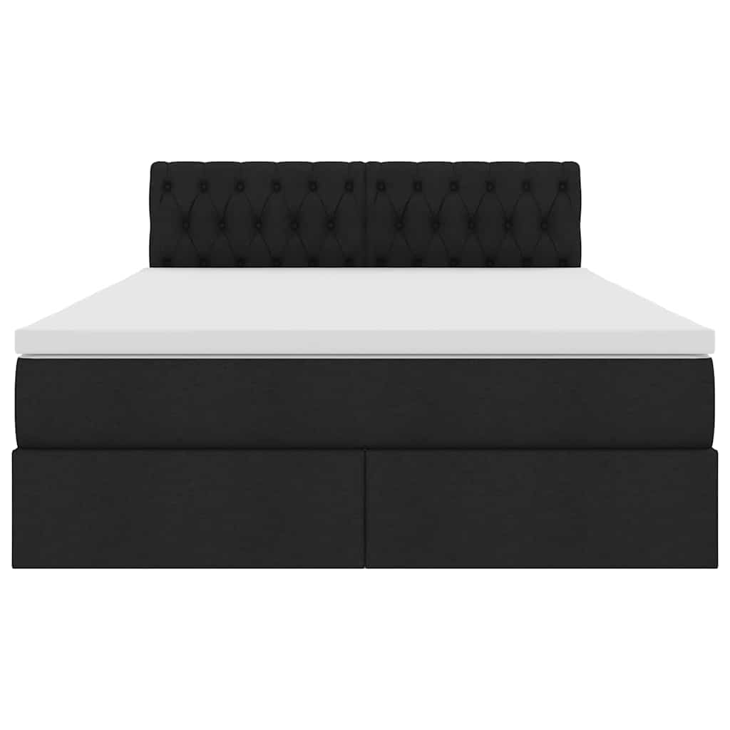 Bett mit Stauraum und LED mit LED Schwarz 140 x 200 cm Stoff