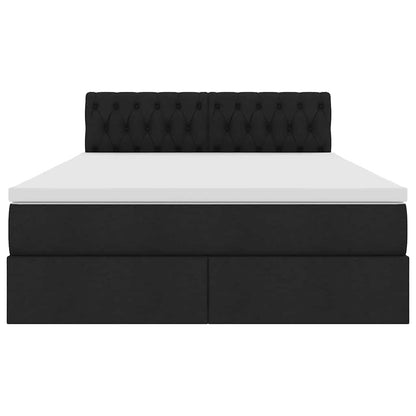 Bett mit Stauraum und LED mit LED Schwarz 140 x 200 cm Stoff